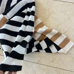 Striped Black and Tan Knit Dress Sz Medium White Photo 3