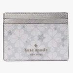Kate Spade Spade Flower Star Toss Slim Card Holder Silver Glitter NWOT Photo 0