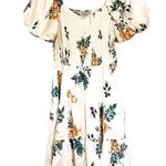 Hayden  Los Angeles Cream Floral Puff Sleeve Mini Tiered Dress with Pockets Small Photo 4