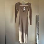 ASTR NWT  the Label Tan Long Sleeve Dress Pearl Keyhole - XS Photo 1