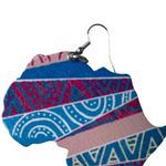 Africa Shaped Wood Earrings With Colorful Tribal Patterns Fishhook Backs 90s u Blue Photo 3