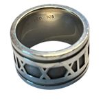 Tiffany & Co. Atlas Wide Band Ring Sterling Silver Roman Numeral Sz 5 Photo 4
