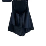 Selfie Leslie  Aly Off the Shoulder Satin Romper Navy Blue‎ Size Small Photo 3