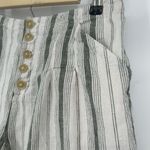 Anthropologie By  Beachgoer High Waisted Shorts Linen Blend Green Stripe Size 4P Photo 1
