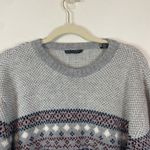 Mens Fair Isle Geometric Pattern Crewneck Grandpa Sweater XL Acrylic Gray Photo 3