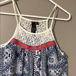 Trixxi  Blue and White Sleeveless Halter Sundress Photo 1