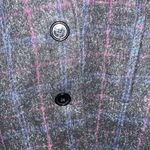 Vintage New York Girl Women's 16 Wool Window Pane Plaid Midi Coat Union Made USA Black Photo 3