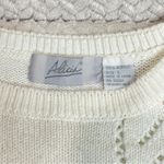 Vintage Alicia Cottagecore Floral Embroidered Ivory Knit Grandma Sweater Large White Photo 7