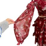 Alamour the Label Annabell Cutout Floral Sheer Floaty Mini Dress Red Size XS Photo 8