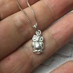 Sterling Silver  owl pendant with 18” box chain Photo 1