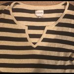 Chico's Chico’s SILK Blend Navy Gold Sparkle Striped Sweater 1/M Nautical Summer Office Photo 4