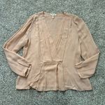 Rebecca Taylor light pink silk long sleeve v-neck top size 12 Photo 4