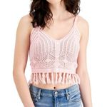 Crave fame Crochet Fringe Crop Top Womens Size Large Boho Kawaii Pastel Festival Photo 1