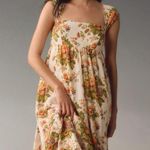 Anthropologie  Floral Square Next Maxi Dress XS Off-White Orange Photo 0