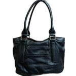 B Makowsky B. Makowsky Black Leather Handbag with Silver Hardware Photo 5