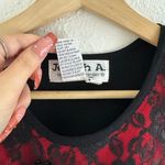 Joseph A Vintage 90s Black Red Beaded Floral Lace Overlay Grunge Stretch Sweater Tank Top Photo 4