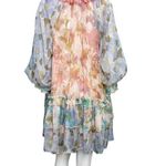 Beulah Style Floral Print Ruffle Tiered Long Sleeve Dress Pink Blue Size Large N Photo 1