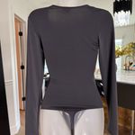 EXPRESS  Body Contour Scoop Neck Long Sleeve Thong Bodysuit, Gray. Size XS Photo 6