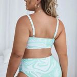 SheIn Blue and White Marble Swimsuit Photo 1