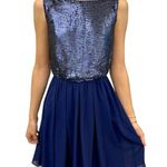 Alythea Sequin Open Back Midnight Sky Mini Dress Blue Size Medium NWT Photo 0