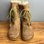 Earth Spirit Willow Suede Fur Lined Lace Up Boots Size 9.5 Tan Comfort Photo 1