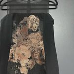 NWOT Teri Jon Rickie Freeman Mesh Floral Metallic Panel Sheath Dress 6 Black Photo 1