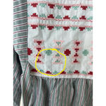 POMANDER PLACE Sage Stripe Embroidered Sadona Mini Dress Medium Cottage Prairie Green Photo 8