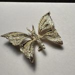Vintage Rhinestone Butterfly Insect Signed Gerry’s Gold Tone Brooch Pin Photo 2