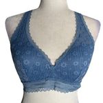 Victoria's Secret  Racer Back Lace Bralette M Blue Adjustable Straps Pullover Photo 0