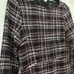 Missguided Black Red White Plaid Tweed Fringe Long Sleeve Shift Dress Size 10 Photo 2