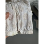 Dylan  100% Cotton peasant blouse white w/gold metalic M Photo 5