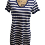 Ralph Lauren Lauren Navy White Striped V Neck T Shirt Dress Size Medium Photo 0