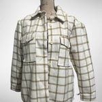 Treasure & Bond NWT$129 Womens Plaid Puff Sleeve Shirt Jacket Ivory Carsonpane M Photo 5