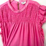 Crown & Ivy XXL Dress Pink Smocked Ruffle Cap Sleeve Shift Knee Preppy 1728 Photo 3