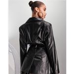 ASOS  ASYOU Black Faux Leather Buckle Detail Cinched Waist Blazer Jacket Size 10 Photo 4