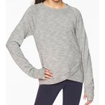 Athleta  Grey Long Sleeve Criss Cross Top Size Small Athletic Fitness Workout Photo 0