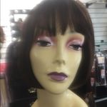 Wig 100% Human hair New short bob style wig bangs Brown Photo 7