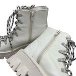 MOUSSY Lace Up Chunky Ankle Boots Women’s Size 7 White Open Toe Platform Photo 10