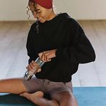 Free People  | Double Overtime Fleece Sweatshirt Hoodie in Black‎ Photo 0