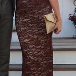Selfie Leslie Flutters Off-Shoulder Lace Maxi Dress Chocolate Photo 0