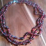 Indian Garnet and Seed Bead Triple Strand Magnetic Clasp Necklace Photo 0