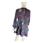 Allison Brittney Floral Print Mini Dress Long Sleeve Tiered Ruffle Tie Details Navy Photo 2