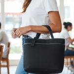 Ralph Lauren LAUREN Black Canvas Tote Bag Leather Trim Shoulder Handbag Vintage Photo 0