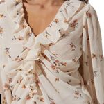 ASTR THE LABEL PUFF SLEEVE RUFFLE FLORAL LONG SLEEVE VNECK BLOUSE TOP XS Photo 2