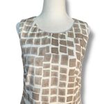 Peserico Beige White Geometric Checkered Print Sleeveless Shift Dress Italian 40 Tan Size 6 Photo 1
