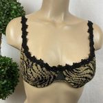 Oscar de la Renta  Black & Gold Lightly Lined Underwire Bra 34C Photo 0