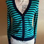 Loft NWOT  Petites Navy Blue Green Button Up Cardigan Size MP Photo 0