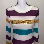 Derek Heart striped sequined large keyhole back top Photo 1