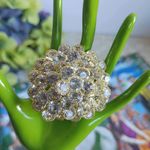 Gold with Crystal Open End Cuff Bracelet and Tassel Photo 1