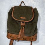 Simply Noelle  Olive~Tan Canvas~Faux Leather Backpack 13X16X6 Adjustable Straps Photo 1